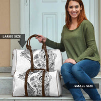 New Zealand Sea Animals Travel Bag with Maori Koru Tribal Tattoo and Silver Ferns White Color