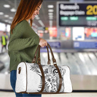 New Zealand Sea Animals Travel Bag with Maori Koru Tribal Tattoo and Silver Ferns White Color
