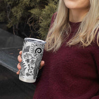 New Zealand Sea Animals Tumbler Cup with Maori Koru Tribal Tattoo and Silver Ferns White Color