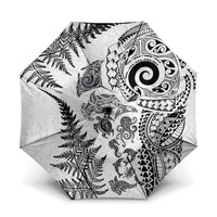 New Zealand Sea Animals Umbrella with Maori Koru Tribal Tattoo and Silver Ferns White Color