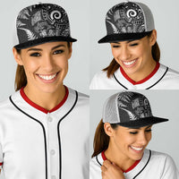 New Zealand Sea Animals Baseball Net Cap with Maori Koru Tribal Tattoo and Silver Ferns Black Color