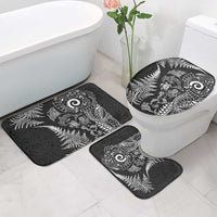 New Zealand Sea Animals Bathroom Set with Maori Koru Tribal Tattoo and Silver Ferns Black Color