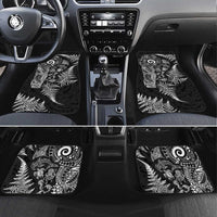 New Zealand Sea Animals Car Mats with Maori Koru Tribal Tattoo and Silver Ferns Black Color