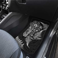 New Zealand Sea Animals Car Mats with Maori Koru Tribal Tattoo and Silver Ferns Black Color