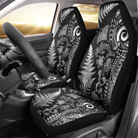 New Zealand Sea Animals Car Seat Cover with Maori Koru Tribal Tattoo and Silver Ferns Black Color LT03 - Polynesian Pride