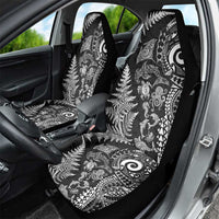 New Zealand Sea Animals Car Seat Cover with Maori Koru Tribal Tattoo and Silver Ferns Black Color LT03 - Polynesian Pride