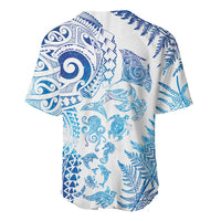 New Zealand Sea Animals Baseball Jersey with Maori Koru Tribal Tattoo and Silver Ferns Galaxy Style