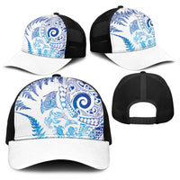 New Zealand Sea Animals Baseball Net Cap with Maori Koru Tribal Tattoo and Silver Ferns Galaxy Style