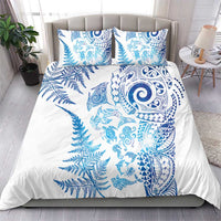 New Zealand Sea Animals Bedding Set with Maori Koru Tribal Tattoo and Silver Ferns Galaxy Style