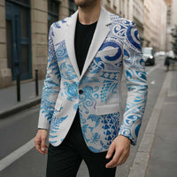 New Zealand Sea Animals Blazer with Maori Koru Tribal Tattoo and Silver Ferns Galaxy Style