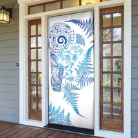 New Zealand Sea Animals Door Cover with Maori Koru Tribal Tattoo and Silver Ferns Galaxy Style