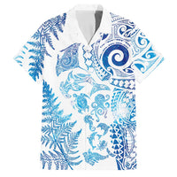 New Zealand Sea Animals Family Matching Tank Maxi Dress and Hawaiian Shirt with Maori Koru Tribal Tattoo and Silver Ferns Galaxy Style LT03 Dad's Shirt - Short Sleeve Multicolor - Polynesian Pride
