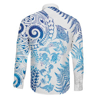 New Zealand Sea Animals Family Matching Tank Maxi Dress and Hawaiian Shirt with Maori Koru Tribal Tattoo and Silver Ferns Galaxy Style LT03 - Polynesian Pride