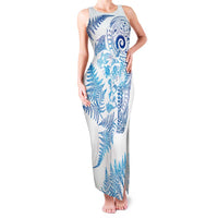 New Zealand Sea Animals Family Matching Tank Maxi Dress and Hawaiian Shirt with Maori Koru Tribal Tattoo and Silver Ferns Galaxy Style LT03 Mom's Dress Multicolor - Polynesian Pride