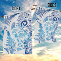 New Zealand Sea Animals Garden Flag with Maori Koru Tribal Tattoo and Silver Ferns Galaxy Style
