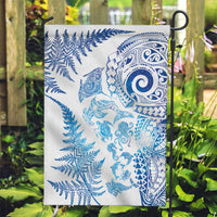 New Zealand Sea Animals Garden Flag with Maori Koru Tribal Tattoo and Silver Ferns Galaxy Style