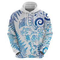 New Zealand Sea Animals Hoodie with Maori Koru Tribal Tattoo and Silver Ferns Galaxy Style