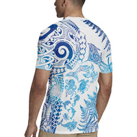 New Zealand Sea Animals Rugby Jersey with Maori Koru Tribal Tattoo and Silver Ferns Galaxy Style