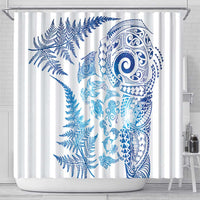 New Zealand Sea Animals Shower Curtain with Maori Koru Tribal Tattoo and Silver Ferns Galaxy Style