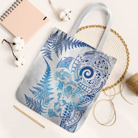 New Zealand Sea Animals Tote Bag with Maori Koru Tribal Tattoo and Silver Ferns Galaxy Style