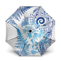 New Zealand Sea Animals Umbrella with Maori Koru Tribal Tattoo and Silver Ferns Galaxy Style LT03 One Size Folded 11.42 inch Opened Diameter 37.4 inch Multicolor - Polynesian Pride