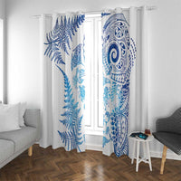 New Zealand Sea Animals Window Curtain with Maori Koru Tribal Tattoo and Silver Ferns Galaxy Style