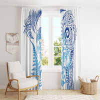 New Zealand Sea Animals Window Curtain with Maori Koru Tribal Tattoo and Silver Ferns Galaxy Style