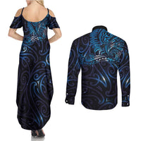 New Zealand New Year-Matariki Couples Matching Summer Maxi Dress and Long Sleeve Button Shirt Aotearoa Maori Tattoo Galaxy Sky