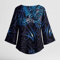 New Zealand New Year-Matariki Kimono Sleeve Blouse Aotearoa Maori Tattoo Galaxy Sky