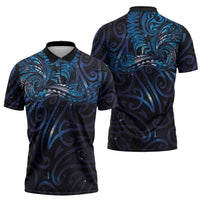 New Zealand New Year-Matariki Zipper Polo Shirt Aotearoa Maori Tattoo Galaxy Sky