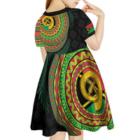 Vanuatu Tribal Tattoo with Namele Leaves Kid Short Sleeve Dress
