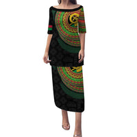 Vanuatu Tribal Tattoo with Namele Leaves Puletasi