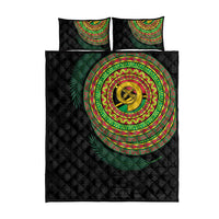 Vanuatu Tribal Tattoo with Namele Leaves Quilt Bed Set