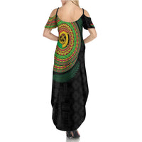 Vanuatu Tribal Tattoo with Namele Leaves Summer Maxi Dress