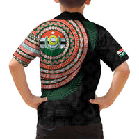 Penama Tribal Tattoo with Namele Leaves Family Matching Off Shoulder Maxi Dress and Hawaiian Shirt