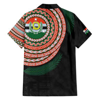 Penama Tribal Tattoo with Namele Leaves Family Matching Puletasi and Hawaiian Shirt