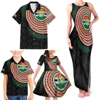 Penama Tribal Tattoo with Namele Leaves Family Matching Tank Maxi Dress and Hawaiian Shirt