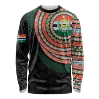 Penama Tribal Tattoo with Namele Leaves Long Sleeve Shirt LT03 Unisex Black - Polynesian Pride