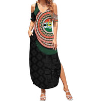 Penama Tribal Tattoo with Namele Leaves Summer Maxi Dress