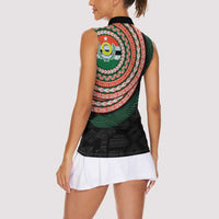 Penama Tribal Tattoo with Namele Leaves Women Sleeveless Polo Shirt LT03 - Polynesian Pride