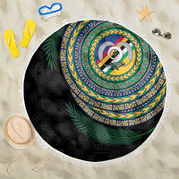 Torba Tribal Tattoo with Namele Leaves Beach Blanket