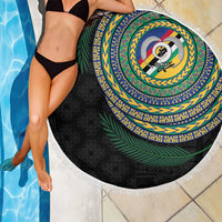 Torba Tribal Tattoo with Namele Leaves Beach Blanket