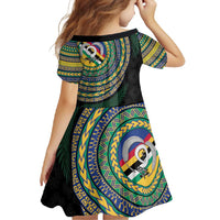 Torba Tribal Tattoo with Namele Leaves Family Matching Off Shoulder Maxi Dress and Hawaiian Shirt