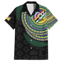 Torba Tribal Tattoo with Namele Leaves Family Matching Short Sleeve Bodycon Dress and Hawaiian Shirt