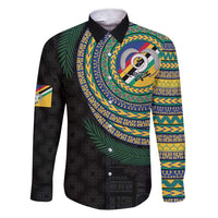 Torba Tribal Tattoo with Namele Leaves Family Matching Short Sleeve Bodycon Dress and Hawaiian Shirt