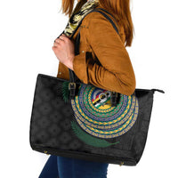 Torba Tribal Tattoo with Namele Leaves Leather Tote Bag