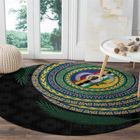 Torba Tribal Tattoo with Namele Leaves Round Carpet