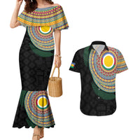 Shefa Tribal Tattoo with Namele Leaves Couples Matching Mermaid Dress and Hawaiian Shirt