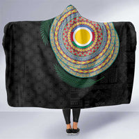 Shefa Tribal Tattoo with Namele Leaves Hooded Blanket LT03 One Size Black - Polynesian Pride