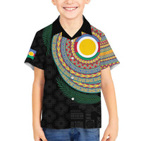 Shefa Tribal Tattoo with Namele Leaves Kid Hawaiian Shirt LT03 Kid Black - Polynesian Pride